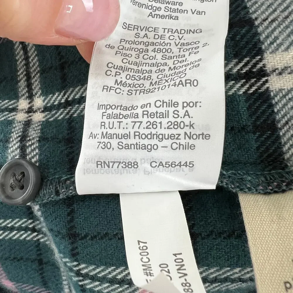 MADEWELL Green White Baywood Plaid Flannel Classic Ex-Boyfriend Shirt Size XS - Picture 9 of 10